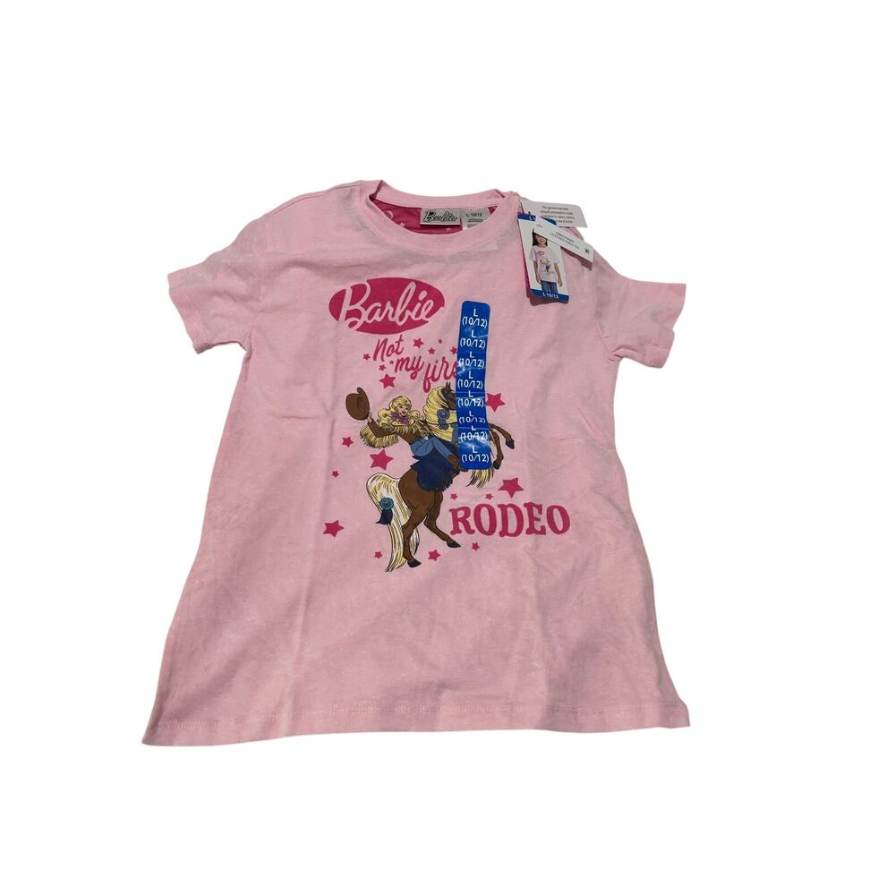Barbie 10/12 pale pink t shirt short sleeve Not My First Rodeo cotton nwt